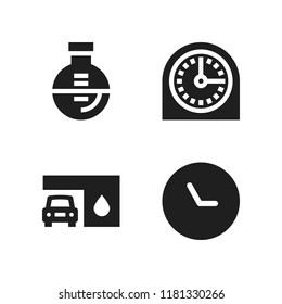 glass icon. 4 glass vector icons set. time, automatic car wash and flask icons for web and design about glass theme