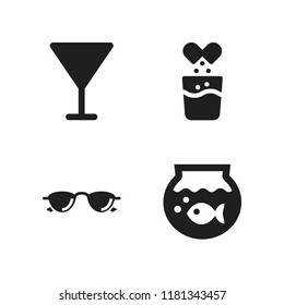 glass icon. 4 glass vector icons set. fish bowl, sunglasses and cocktail icons for web and design about glass theme