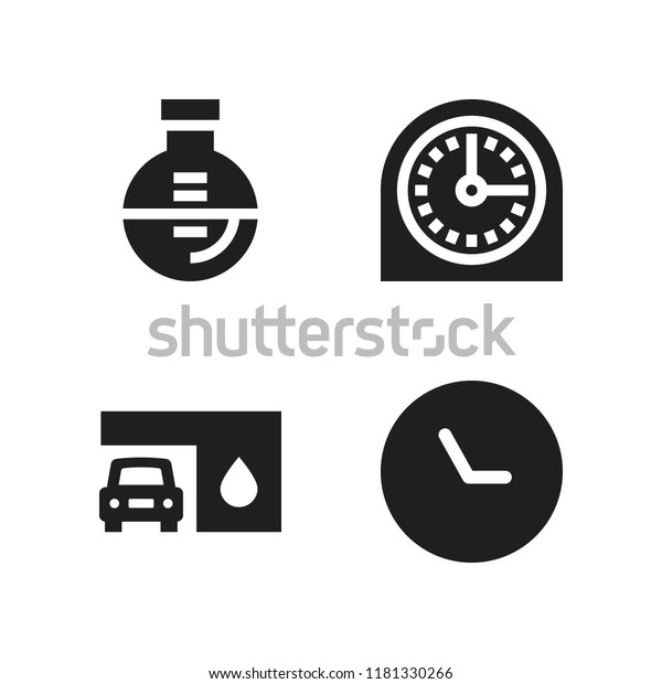 glass icon. 4\
glass vector icons set. time, automatic car wash and flask icons\
for web and design about glass\
theme