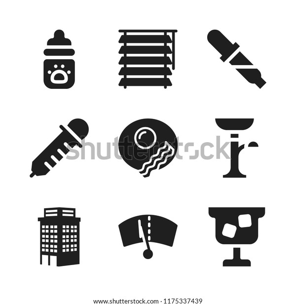 glass icon. 9\
glass vector icons set. dropper, windshield and breakfast icons for\
web and design about glass\
theme