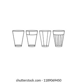 Glass icon. Black and white glass set.