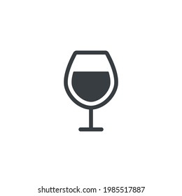 Glass icon. Cocktail drink symbol. Wineglass pictogram. Black beverage silhouette. Vector isolated on white background