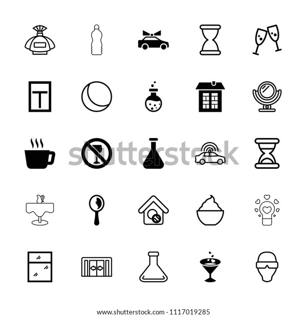 Glass icon. collection of 25\
glass filled and outline icons such as tea, sliding doors, police\
car, mirror, perfume, sphere. editable glass icons for web and\
mobile.