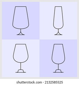glass icon. a collection of thin glass icons with various shapes and sizes