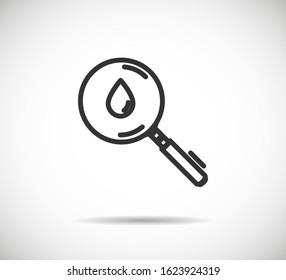 Glass icon with drop. Hypoallergenic tested, Neutral ph and Organic.