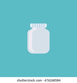 Glass Icon Flat Jar Element. Vector Illustration Of Flat Glass Icon Container Isolated On Clean Background. 