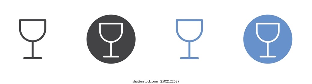 Glass icon Flat simple outline set