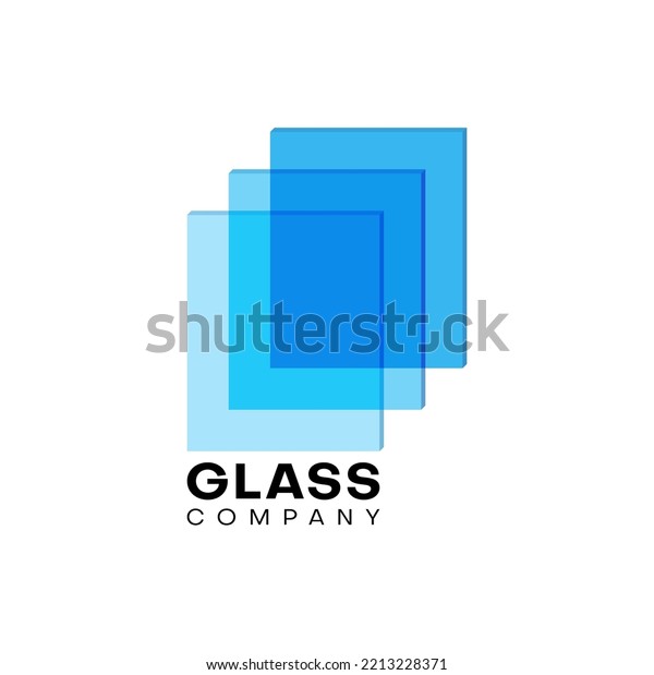 Glass icon, isolated vector emblem with blue\
transparent rectangular layers. Glass company branding element in\
trendy style. Logotype for web and ui design, mobile app and\
business promotion