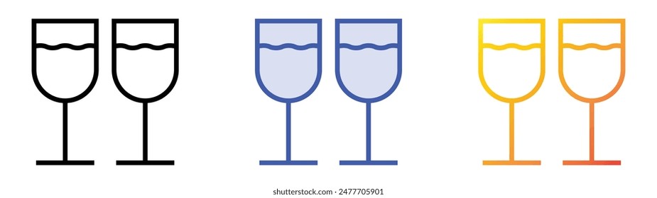 icono de cristal. Diseño de estilo de relleno lineal, azul y degradado aislado sobre fondo blanco