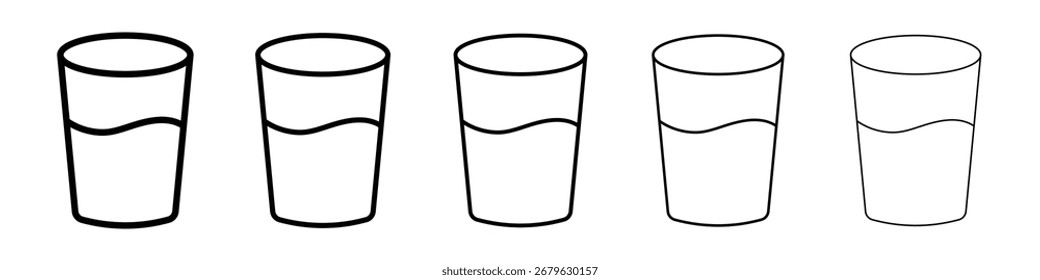 Glass icon logo in stroke lines collection