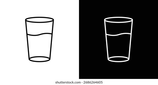 Ícone de vidro designs de vetor de logotipo. ícone definido em traçados pretos e brancos