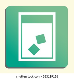 Glass icon, on button style green background, yellow light, shadow