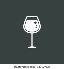 Glass icon, on dark background, white outline, large size symbol