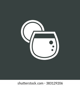 Glass icon, on dark background, white outline, large size symbol