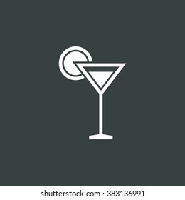 Glass icon, on dark background, white outline, large size symbol