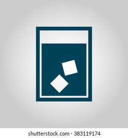 Glass icon, on grey background, blue outline, large size symbol