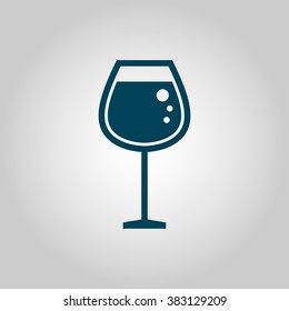 Glass icon, on grey background, blue outline, large size symbol