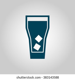 Glass icon, on grey background, blue outline, large size symbol