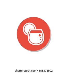 Glass icon on red circle background with shadow