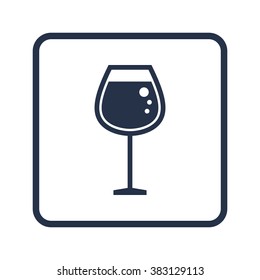 Glass icon, on white background, rounded rectangle border, blue outline