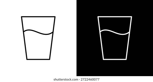Esquema de icono de vidrio y Vector lineal. icono de esquema e ilustración