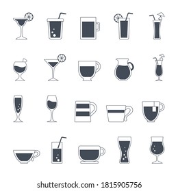 Glass icon pack vector illustration. Premium quality flat icon set in trendy style.