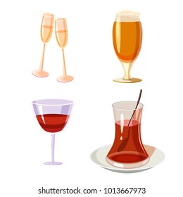 Glass icon set. Cartoon set of glass vector icons for web design isolated on white background