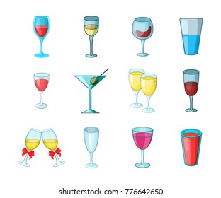 Glass icon set. Cartoon set of glass vector icons for web design isolated on white background