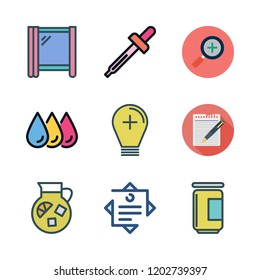 glass icon set. vector set about jam, window, note and lemonade icons set.
