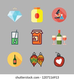glass icon set. vector set about coffee pot, bauble, science and products icons set.