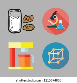 glass icon set. vector set about cube, coffee maker, breakfast and science icons set.
