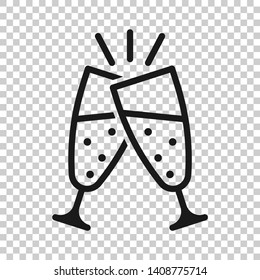 Сhampagne glass icon in transparent style. Alcohol drink vector illustration on isolated background. Cocktail business concept.