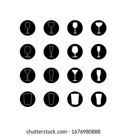 Iconos de vidrio con fondo circular.