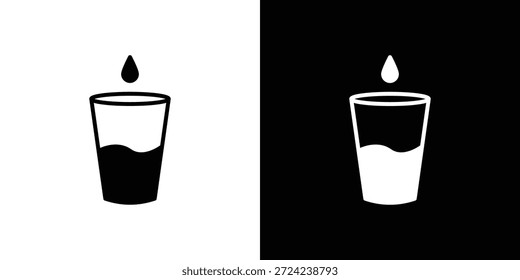 Concepto de Vector plano de iconos de vidrio. Ilustraciones en blanco y negro