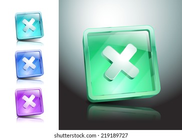 glass icons set close cancel delete button