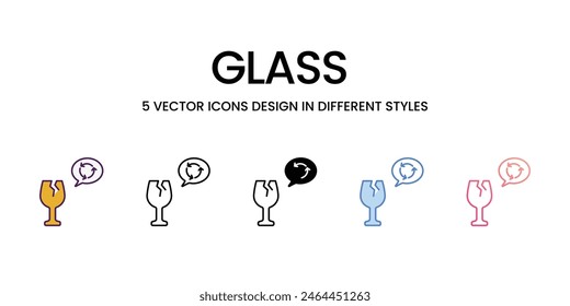 Glass icons set in different style vector stock illustration