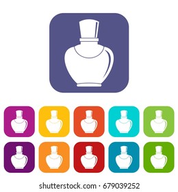 Glass icons set vector illustration in flat style In colors red, blue, green and other
