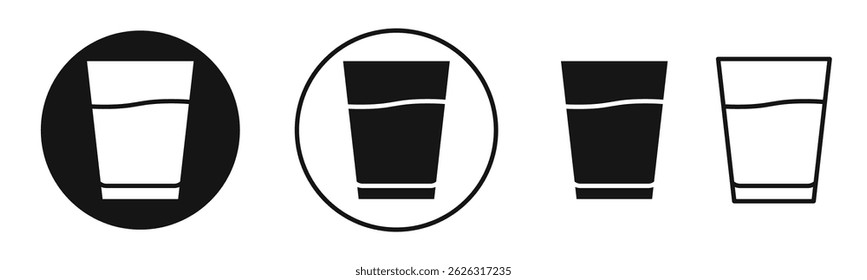 Glass icons in solid black and outlined style