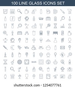 glass icons. Trendy 100 glass icons. Contain icons such as spray bottle, clean window, telescope, window, ice cream, fragile cargo, cocktail, milkshake. glass icon for web and mobile.