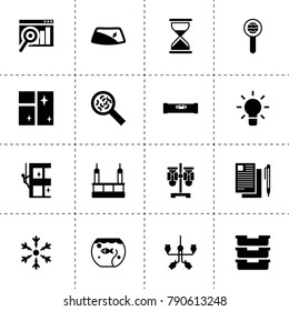 Glass icons. vector collection filled glass icons. includes symbols such as bulb, window repair, clean window, chandelier. use for web, mobile and ui design.