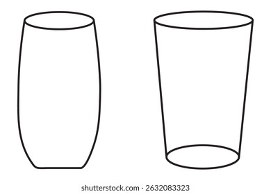 Glass icons. glass of water line clipart symbol. thin line vector icons.  stroke line and black solid icon set. Vector illustration.