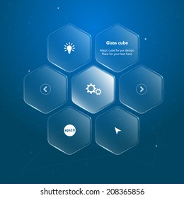 Glass infographic with icon and text. Vector illustration