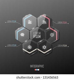 Glass infographic template design