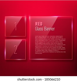 Glass info-graphics on red background. Vector illustration.
