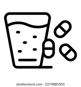 Glass insomnia pill icon outline vector. Sleep disorder. Bed adult