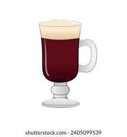 Glas Irish Coffee Vektorsymbol für National Irish Coffee Day am 25. Januar einzeln auf weißem Hintergrund.