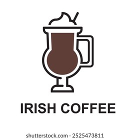 Glas Irish Coffee - Vektorgrafik, Symbol, Illustration.