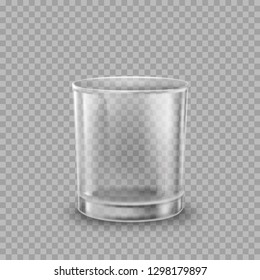 Glass isolated on transparent background. Vector empty drinking glass cup mockup.