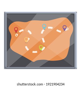 Glass itinerary map icon. Cartoon of glass itinerary map vector icon for web design isolated on white background