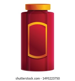 Glass jam jar icon. Cartoon of glass jam jar vector icon for web design isolated on white background
